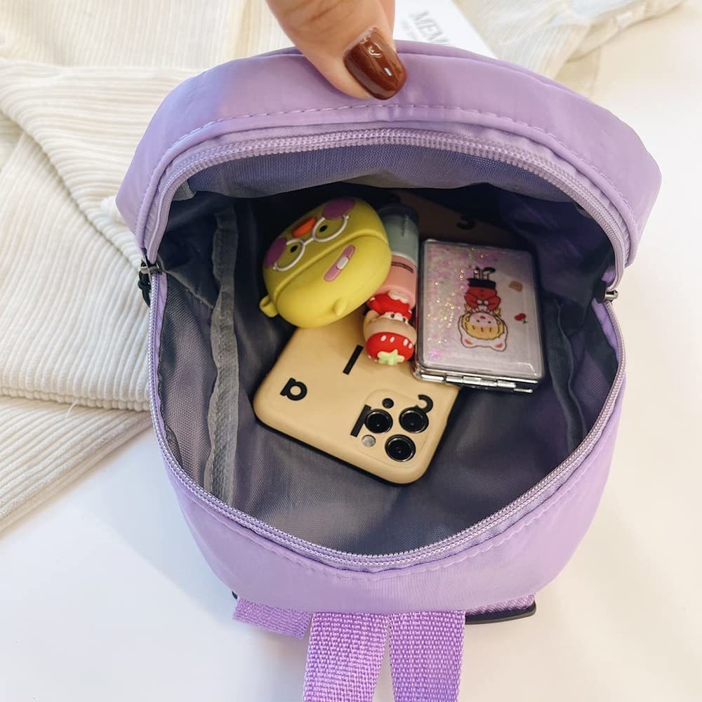 Casual Nylon Mini Backpack Fashion Solid Color Prey Style Female c: - Picture 6 of 8